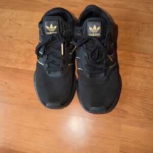 adidas Black Sneakers with Gold Trim